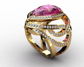 pembe armut şekli Safir elmas yüzük takı altın nişan mücevher taş zümrüt ruby topaz 3d print model - Mito3D