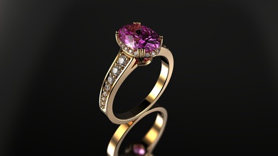 pink sapphire ring oval cut gemone diamonds jewelry gold sterling silver engagement jewellery diamond wedding brilliant solitaire ruby fashion beauty rings 3d print model - Mito3D