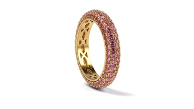 pink Saphir-ring-rund Schmuck rosa Saphiren Runde ring Juwel gem gold Edelstein drucken bedruckbar ist prototyping Ringe 3d print model - Mito3D