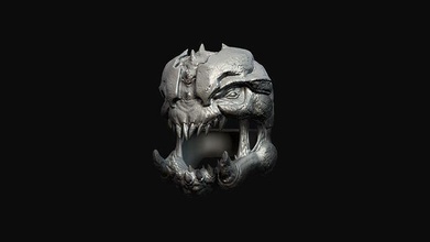 mignolo demone squillare destino inferno creatura bestia coppia Giochi scultura scolpire testa stampa gioielleria arte aggressivo metallo buio orrore anelli 3d print model - Mito3D