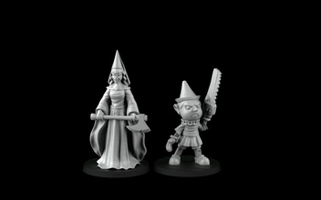 pinocchio two figurines of witch wizard fairy tale torquoise collodi princesses angry puppet fantasy football blood bowl axe bad funny crosslances real boy games toys board 3d print model - Mito3D