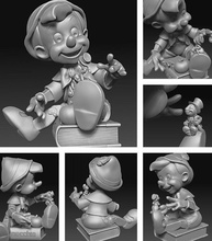 pinocchio 3d figur drucken disney 3dprinter karikatur takelwerk marionette silber spielzeug spielzeuge filme puppe geschichte rigg kolloid elsa fee knochen spiele 3d print model - Mito3D