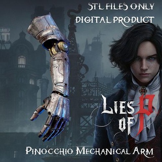 pinocchio mechanical hand lies p cosplay game arm games toys character liesofp meckanical printable props rings 3d print model - Mito3D