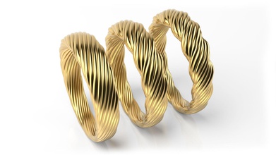 Rohr twisted Ringe Schmuck ring Hochzeit engagement 3d print model - Mito3D