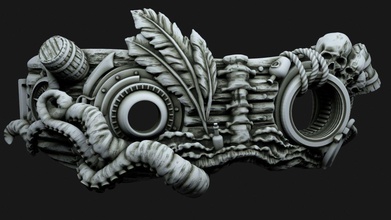pirate mask boat tentacles tentacle feather skull treasure barrel sword compass rope anchor eyeglass lens spine bones skeleton chest octopus fashion glasses 3d print model - Mito3D