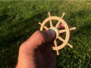 pirate ship wheel fidget spinner fun hobby bored toy relax spin calming games toys 3d print model - Mito3D