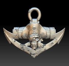 pirate skull 2 - relief 2020 bone teeth caribbean coin badges art sculptures 3d print model - Mito3D