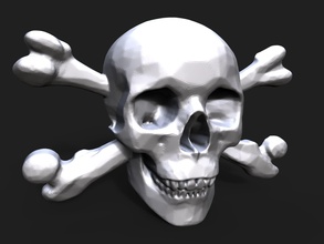 pirate skull bas relief jewelry head face bone bones crossed flag pendant sculpture cnc printable 3d print carving stl obj zbrush pendants 3d print model - Mito3D