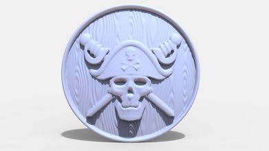 pirate crâne pendentif bijoux médaillon bas soulagement cnc sculpture imprimable zbrush fonderie moulage moule jeter pendentifs 3d print model - Mito3D