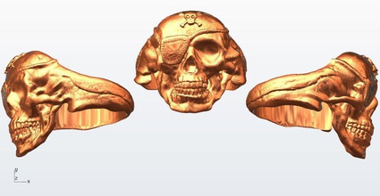 pirate skull ring bijoux 3d d'impression le crâne de l'anneau os rhino l'anatomie visage imprimable l'homme personnes d'argent chose symbole art la livre sterling sceau les anneaux 3d print model - Mito3D