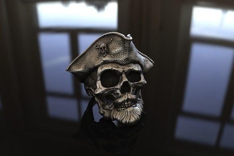 pirata cráneo anillo stl 3d modelo plata oro fundición impresión joyería motociclista rubí imprimible libra esterlina joya anillos 3d print model - Mito3D