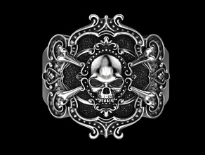 pirate skull ring jewelry print 3dprinted jewellery printable rings design jewel golden fashion printabl printing gold prototyping silver biker 3d print model - Mito3D
