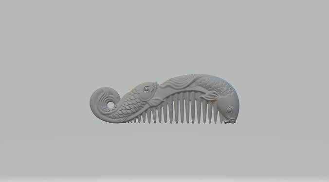 Peixes pente cabelo barbeiro plástico cabeleireiro ferramenta Largo dente equipamento estilo moda acessório salão corte Preto 3d pbr casa 3D print model - Mito3D