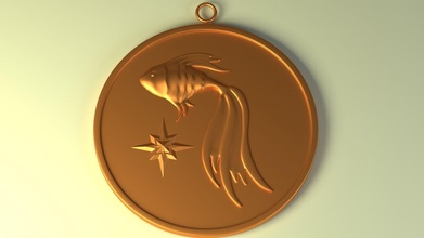 poissons horoscope symbole or talisman amulette bijoux pendentifs 3d print model - Mito3D