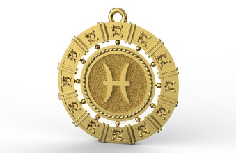 pisces zodiac pendant gold silver printable platinum jewelry jewellery cnc symbol 3d fashion beauty precious pendants 3d print model - Mito3D