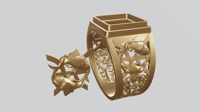 pisces zodiac sign pisces zodiac sign gold ring pendant 3dprint jewelry pendants