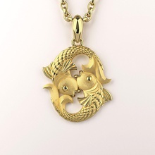 pisces zodiac sign pendant 001-03 necklace 3d printable gold jewelry symbol love silver sterling platinum jewellery astrology model pendants 3d print model - Mito3D