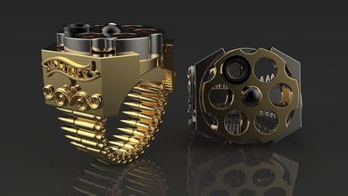 pistole ring walhter männer gold schmuck silber druckbar juwel weiß platin walther ringe 3d print model - Mito3D