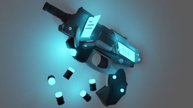 pistol cyberpunk neon fentesy shooter robot future science gun laser games toys 3d print model - Mito3D