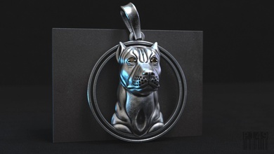 pit bull pendant stones gems silver dog suspension decoration organics animal sculpt luxury design jewellery wax printable style fashion print jewelry pendants 3d print model - Mito3D
