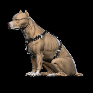 pit bull terrier 3d printable seated version art nature sculpture dog sculptures 3d print model - Mito3D