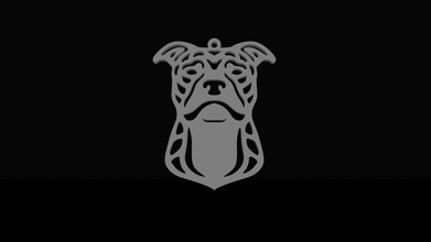 pitbull americano toro colgante pendiente perro cadena arte cabeza diseño símbolo moderno joyería joya colgantes 3d print model - Mito3D
