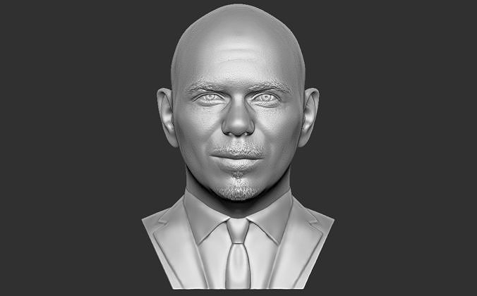 Pitbull Büste 3d Drucken bereit stl obj Formate Sänger Musik Musiker Jennifer lopez Shakira Berühmtheit aguilera chris braun derulo Tupac Elvis Sean paul Bieber guetta Kirchen Rihanna Kunst Skulpturen 3D print model - Mito3D