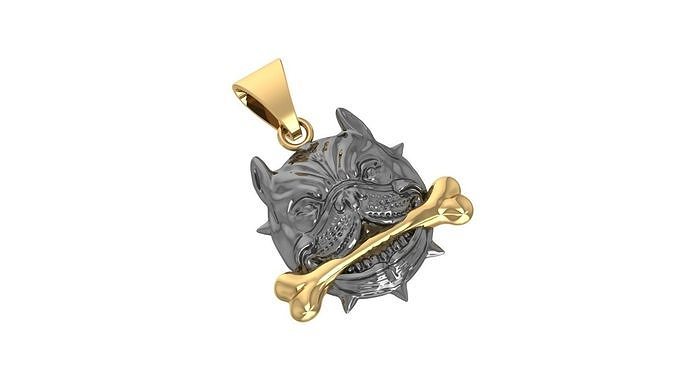 Pitbull köpek kolye gümüş altın eğlence metalik retro lüks geleneksel Sanat mücevherler takı 3D print model - Mito3D