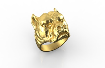 pitbull perro anillos 2 anillo plata joya joyería platino blanco diamante oro moda libra esterlina compromiso animal naturaleza brillante belleza dedo 3d print model - Mito3D