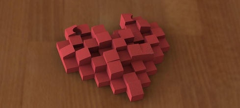 piksel kalp kolye takı oyuncak ptint Anahtarlık valentine gün aşk 3d print model - Mito3D