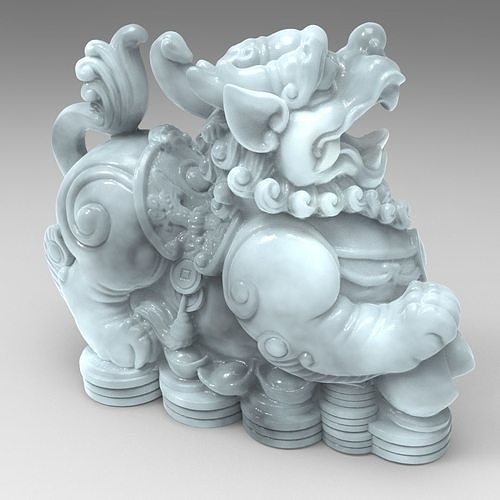 pixiu chinês mítico híbrido criatura poderoso protetores arte esculturas 3D print model - Mito3D