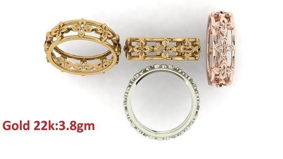 llanura banda anillo 54 joyería joya lujo platino mujer precioso Boda oro plata imprimible diamante anillos abultar colección 3d print model - Mito3D