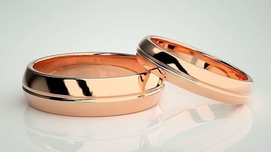 plain gold couple band ring 3dm stl render wedding engagement jewellery printable jewel diamond jewelry rings bride groom gem platinum bands 3d print model - Mito3D