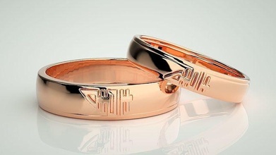 llanura oro Pareja banda anillo 3dm stl Boda compromiso joyería imprimible joya diamante anillos novia novio 3d print model - Mito3D