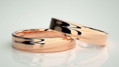 llanura oro Pareja banda anillo 3dm stl Boda compromiso joyería imprimible joya diamante anillos platino bandas novia novio 3d print model - Mito3D