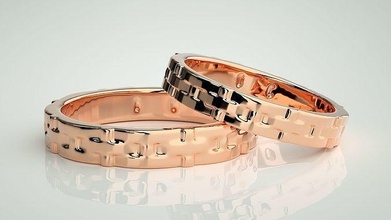 llanura oro Pareja banda anillo 3dm stl Boda compromiso joyería imprimible joya diamante novia novio anillos 3d print model - Mito3D