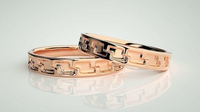 sade altın z çift grup yüzük 3dm stl vermek düğün nişan mücevher yazdırılabilir elmas takı yüzükler gelin damat platin bantlar 3d print model - Mito3D