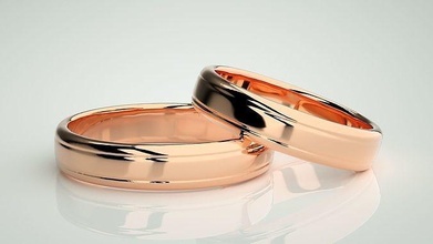 llanura oro Pareja banda anillo 3dm stl Boda compromiso joyería imprimible joya diamante anillos novia novio 3d print model - Mito3D