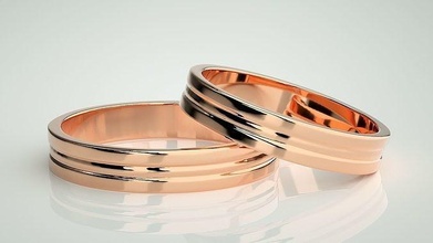 plain gold couple band ring 3dm stl render wedding engagement jewellery printable jewel diamond jewelry rings bride groom gem platinum bands 3d print model - Mito3D