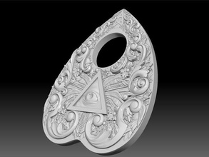 planchette occult art nouveau ouija board summon deco ornate carved traditional decoration hobby diy 3d print model - Mito3D