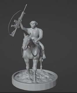 planète singes singe cheval pistolet guerrier action figure film modèle art sculptures statue 3d print model - Mito3D