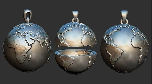 gezegen Dünya kolye Bilim atmosfer yarımküre kuzeyinde güney planeta toprak Mundo dünya iklim küre oyuk pingant gümüş Amerika harita Mundi takı 3d print model - Mito3D