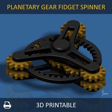 planetary gear fidget spinner toy sun planet ring spur tooth involute cog wheel sprocket mechanical rotate revolve hobby fun entertainment games toys 3d print model - Mito3D