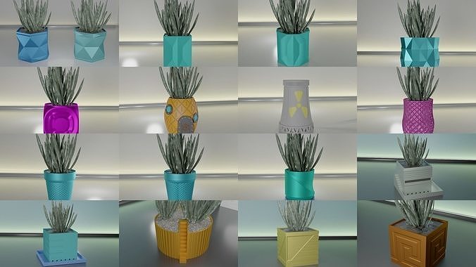 plantar Panela coleção 1 50 cacto casa decoração vaso suculento flor tigela suporte talheres jardinagem drenar conjunto utensílios domésticos 3D print model - Mito3D