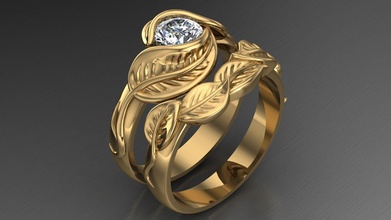 plantar anel ouro prata moda brilhando Casamento diamante jóia brilhante joalheria presente mar imprimível luxo namorados natureza 2 pices argolas 3d print model - Mito3D