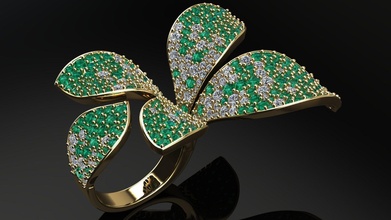 plante bague or argent mode brillant mariage engagement diamant gemme bijou bijoux cadeau valentime mer tourner imprimable luxe anneaux 3d print model - Mito3D