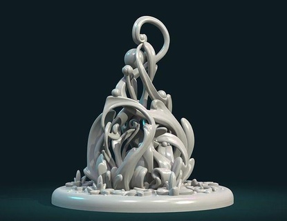 planta maceta escultura flora mesa decoración imprimible pergaminos arte esculturas 3d print model - Mito3D
