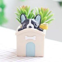 planter dog house - stl 3d printing water garden pottery animal gift succulent puppy bulldog french decor 3d print model - Mito3D