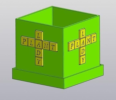 pflanzer pflanze dame scrabble fliese topf blume erzeuger blumentopf gärtner innen topflappen saftig garten kaktus haus dekor 3d print model - Mito3D