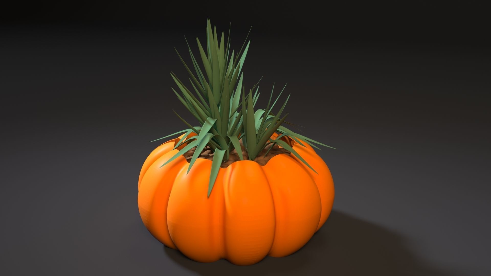 planter pumpkin art halloween garden 3d printer flowers leaf bush nature other 3D print model - Mito3D
